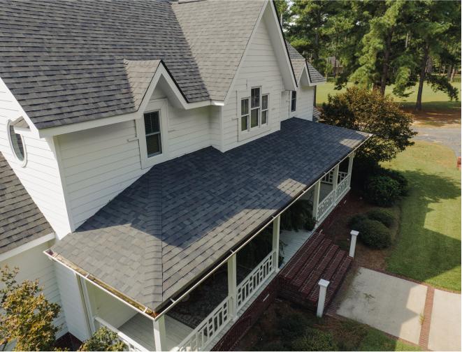 Home With Architectural Asphalt Shingles | Williamsburg Gray | Candler County Residental Roofers | Residential Roofing