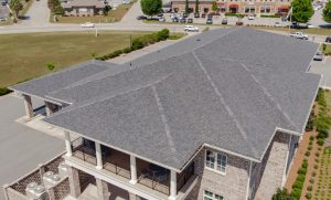 Bulloch First Bank Statesboro, Georgia | Charcoal Black Architectural Asphalt Shingles | Bulloch County Commercial Roofing Solutions | New Construction Commercial Roof