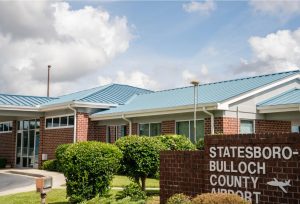Statesboro-Bulloch County Airport | Commercial Roof Replacement | Bulloch County Commercial Roofers | Standing Seam Metal Roofing | Blue Roof | Commercial Metal Roof