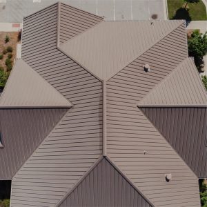 Claxton City Hall Roof | Medium Bronze Standing Seam Metal Roofing | Evans County Commercial Roofers | Commercial Roof Replacement