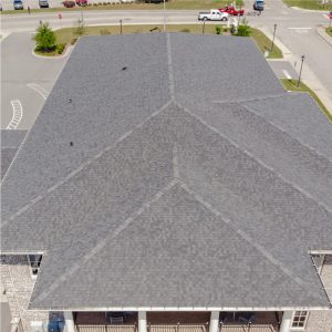 Bulloch First Bank Statesboro, Georgia | Charcoal Black Architectural Asphalt Shingles | Bulloch County Commercial Roofing Solutions | New Construction Commercial Roof