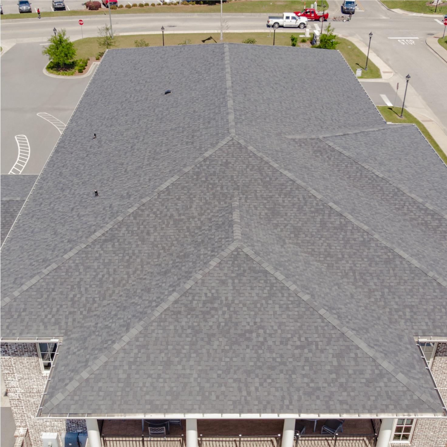 Bulloch First Bank Statesboro, Georgia | Charcoal Black Architectural Asphalt Shingles | Bulloch County Commercial Roofing Solutions | New Construction Commercial Roof