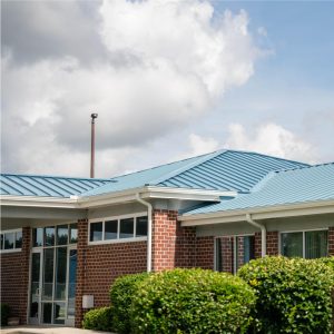 Statesboro-Bulloch County Airport | Commercial Roof Replacement | Bulloch County Commercial Roofers | Standing Seam Metal Roofing | Blue Roof | Commercial Metal Roof