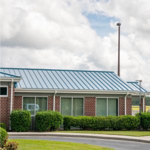 Statesboro-Bulloch County Airport | Commercial Roof Replacement | Bulloch County Commercial Roofers | Standing Seam Metal Roofing | Blue Roof | Commercial Metal Roof