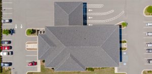 Bulloch First Bank Statesboro, Georgia | Charcoal Black Architectural Asphalt Shingles | Bulloch County Commercial Roofing Solutions | New Construction Commercial Roof